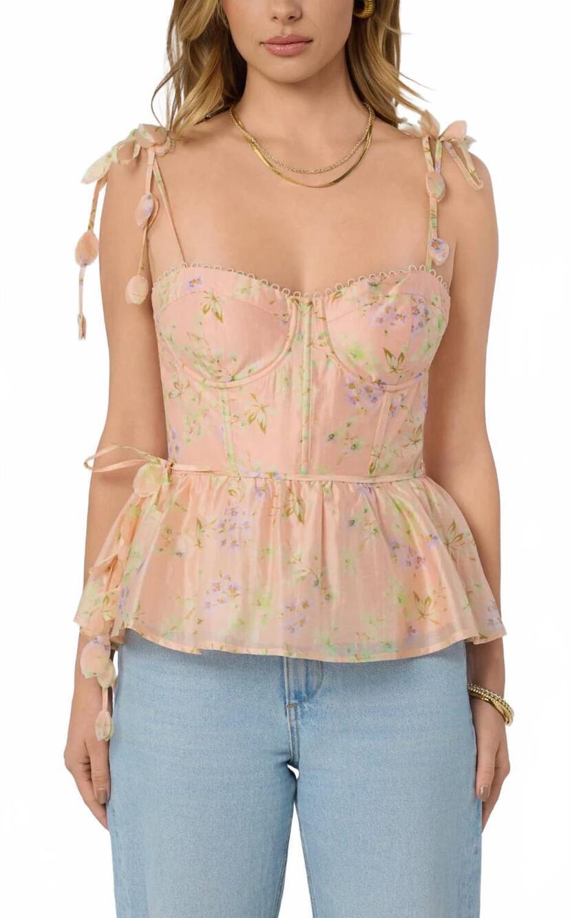 NEW ASTR halcyon peplum top in peach